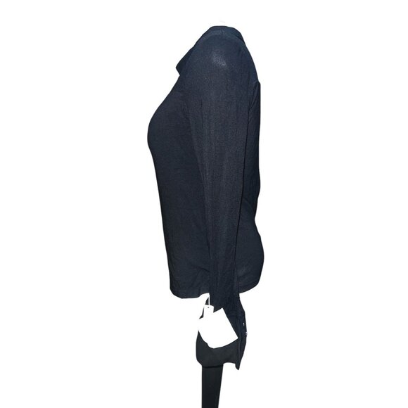 OGL Soft Ribbed Long Sleeve Collared Half Button Cuff Sleeve Blouse Sz XL Womens - Picture 8 of 13